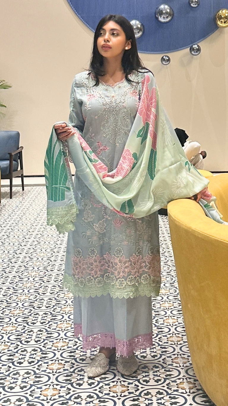 Pakistani printed embroidered suit