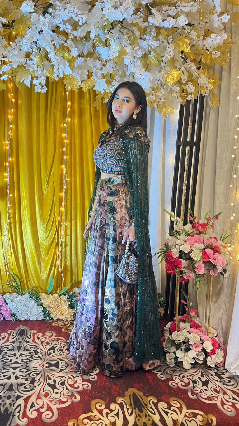 velvet indowestern lehenga