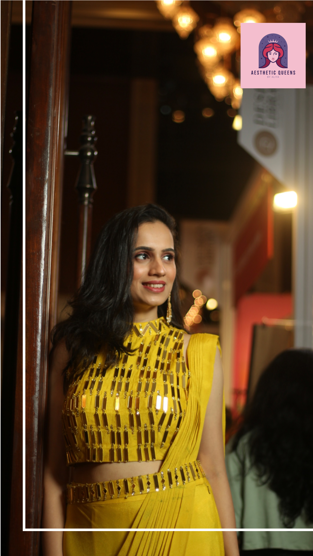Mustard yellow drape Lehehga