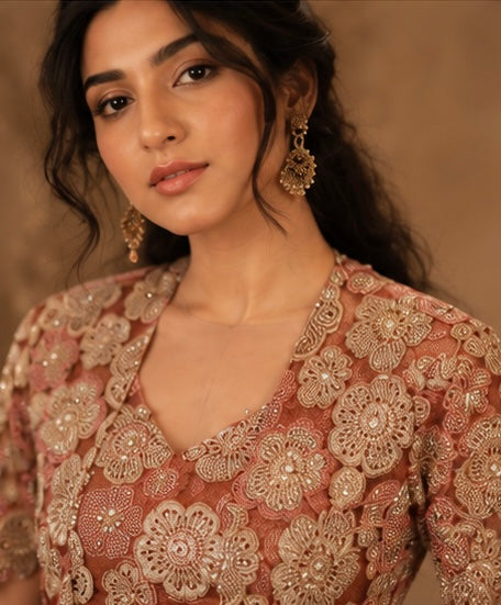 Meher rose Gold lehenga set