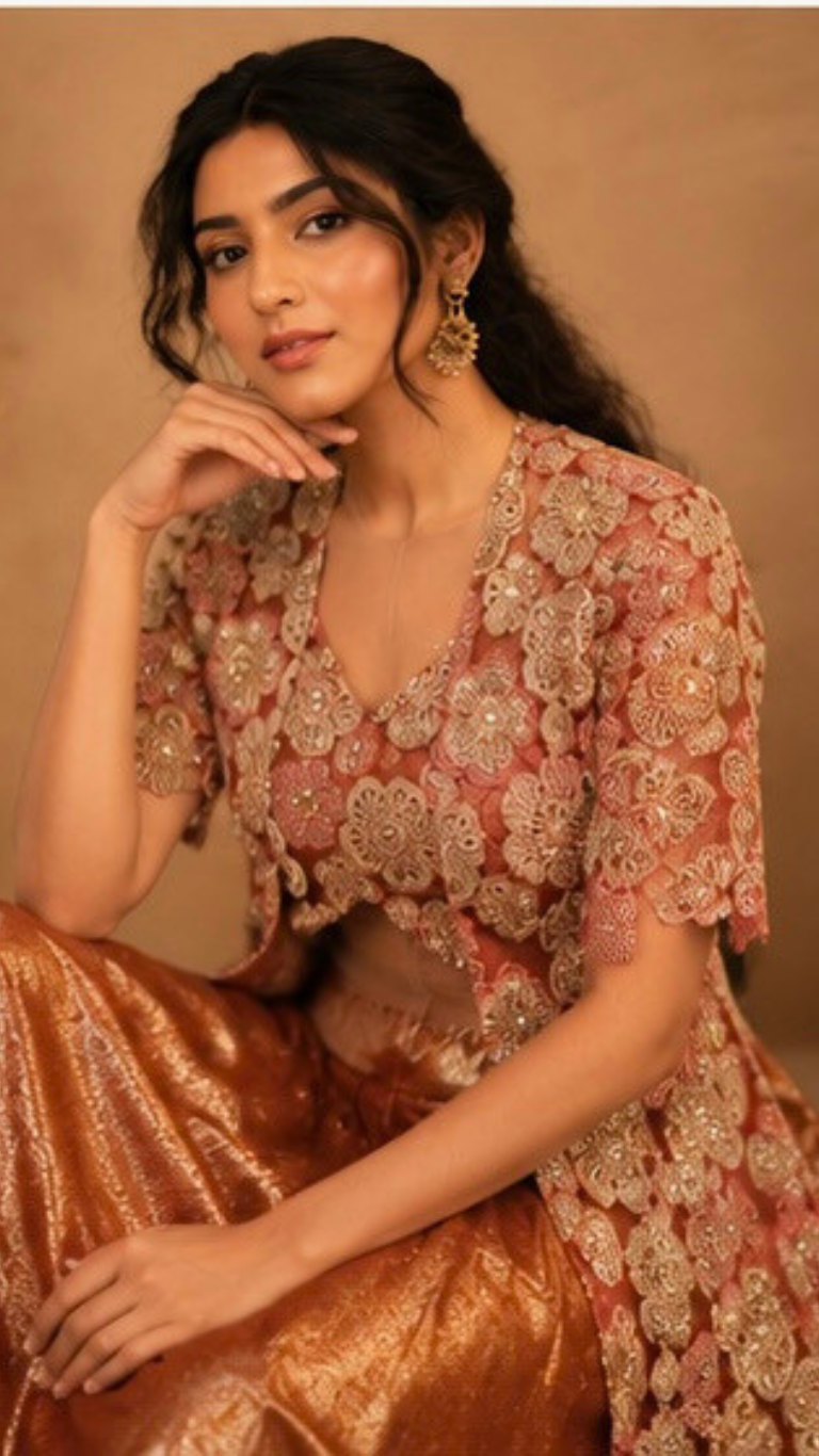 Meher rose Gold lehenga set