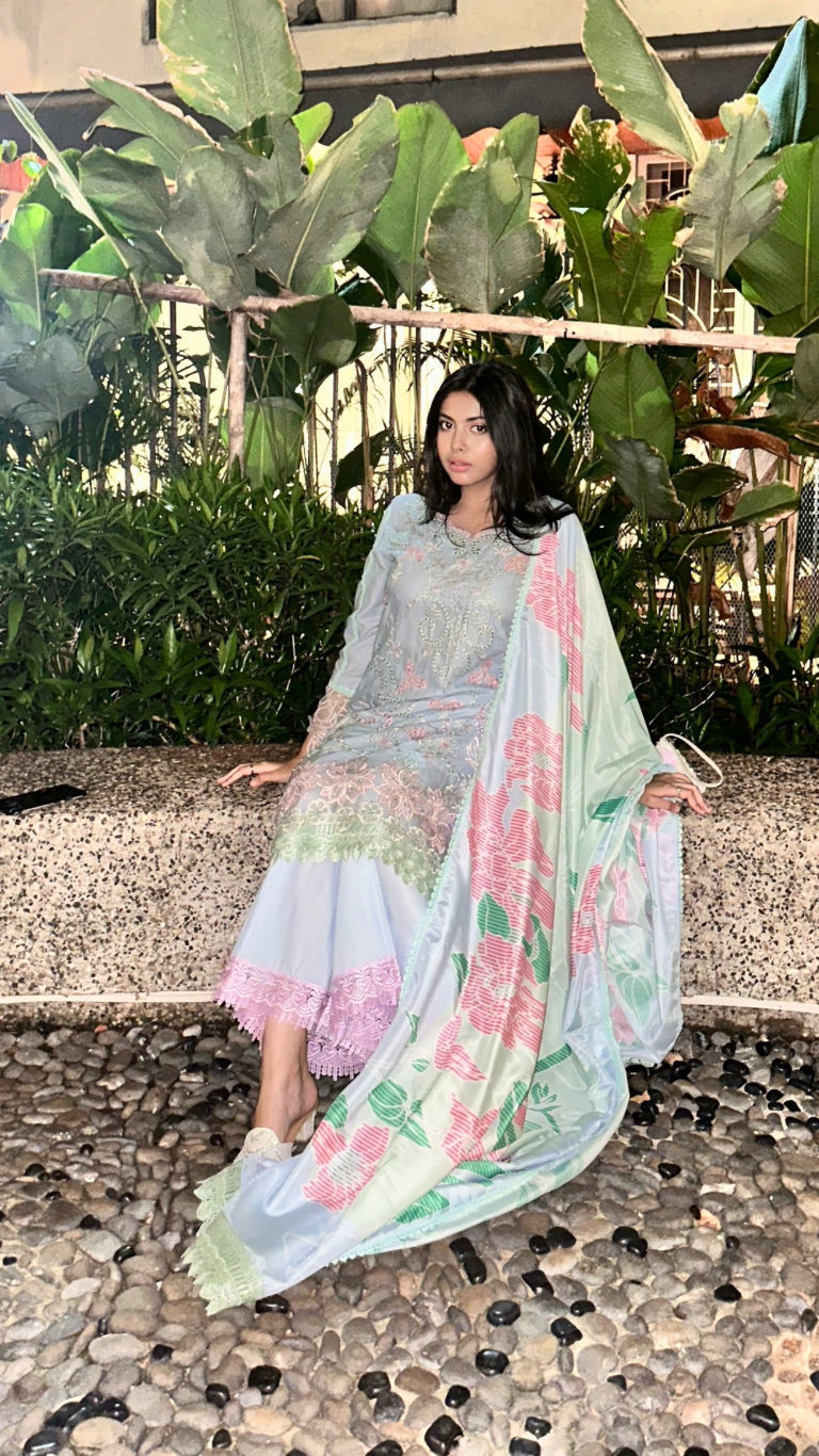 Pakistani printed embroidered suit