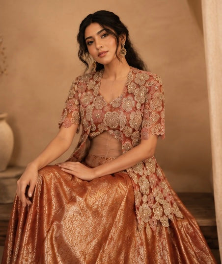 Meher rose Gold lehenga set