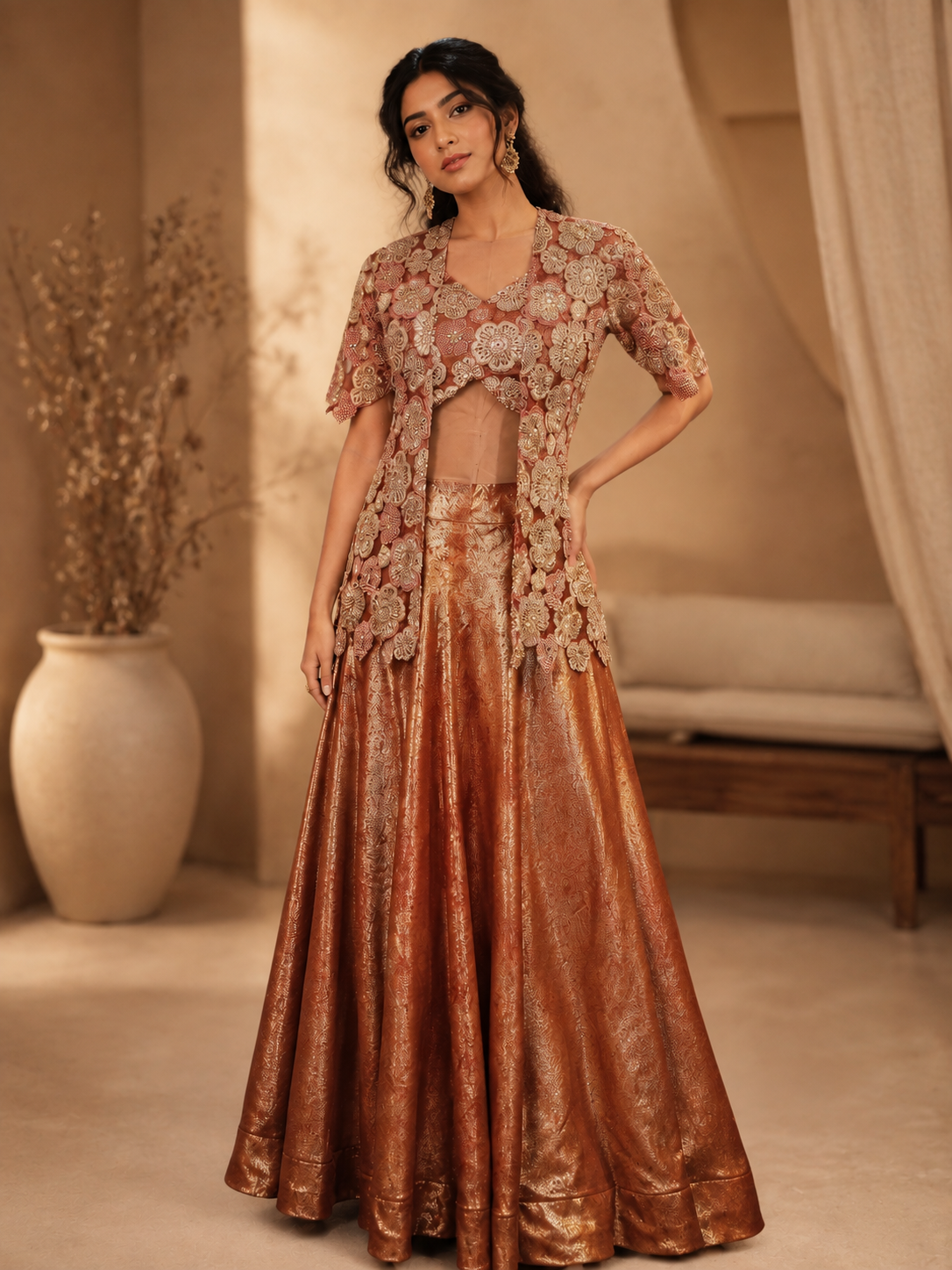 Meher rose Gold lehenga set
