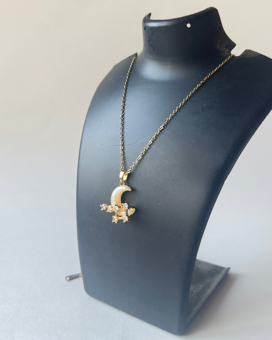 Diamond moon necklace