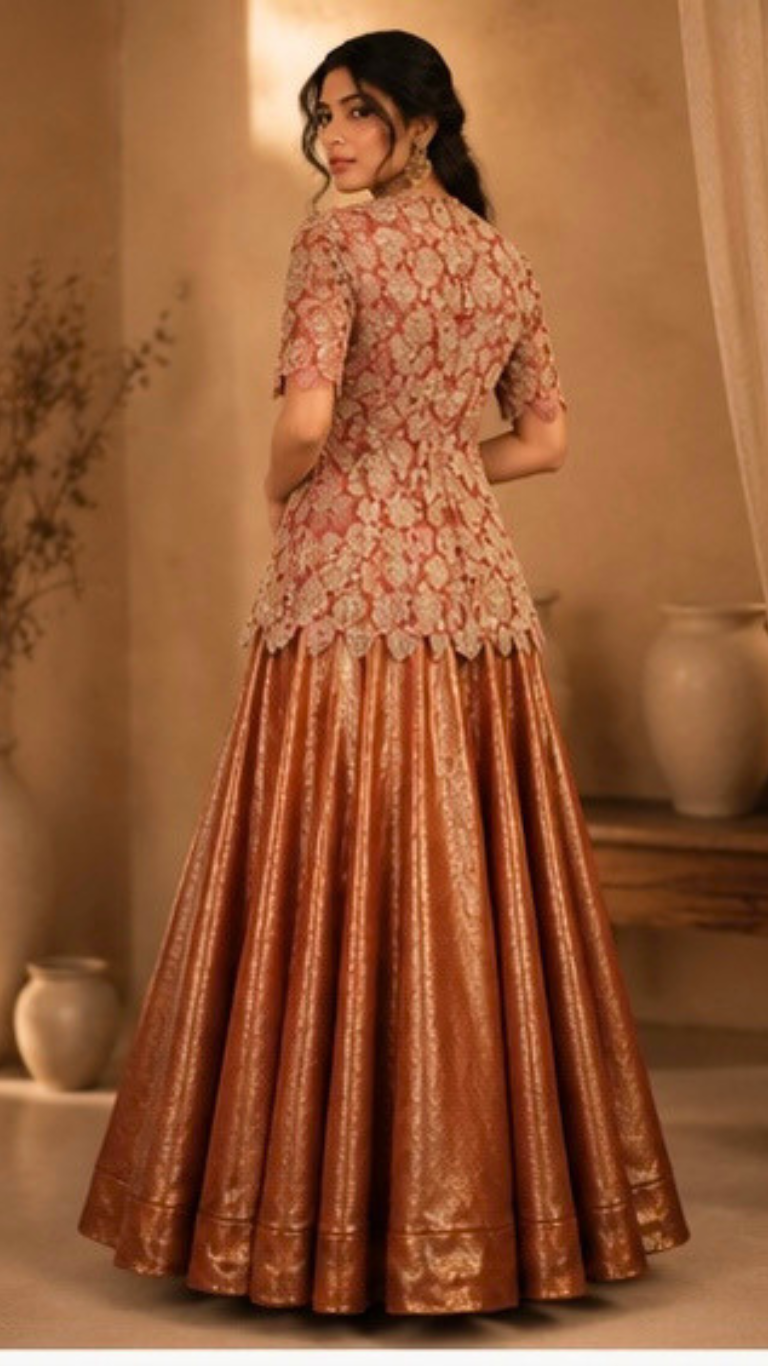 Meher rose Gold lehenga set