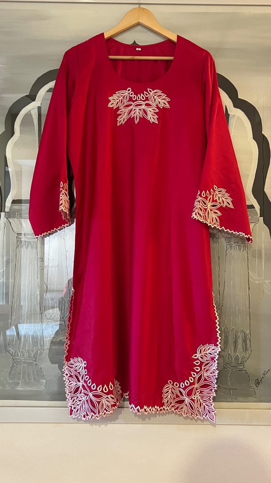 Pink silk kurta set